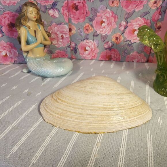 DECOUPAGE CLAM SHELL DECOUPAGE FLOWERS TRINKET DISH - Picture 10 of 10